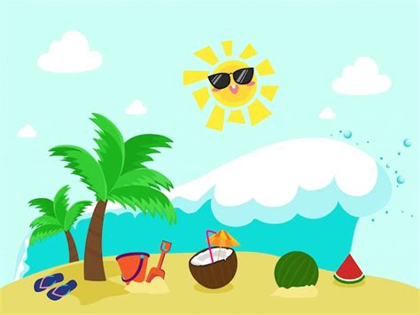 Premium Vector Summer Beach Illustration Vector