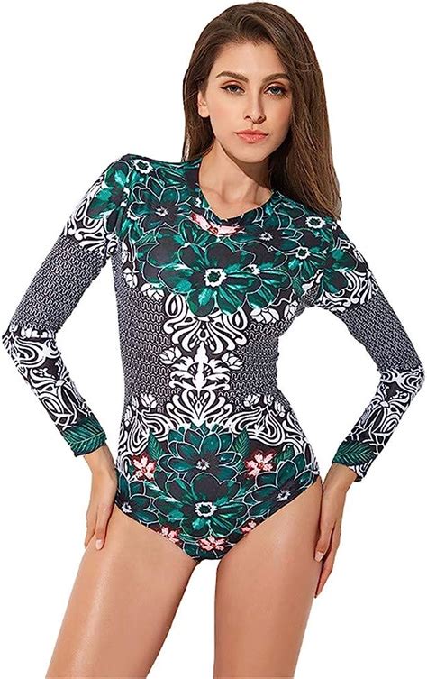 Amygline Damen Rash Guard Langarm Zip Uv Schutz Surfen Badeanz Ge