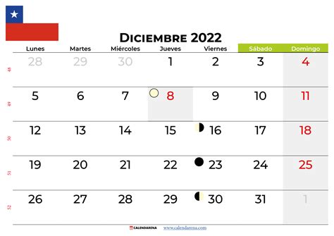 Calendario Diciembre 2022 Chile Para Imprimir