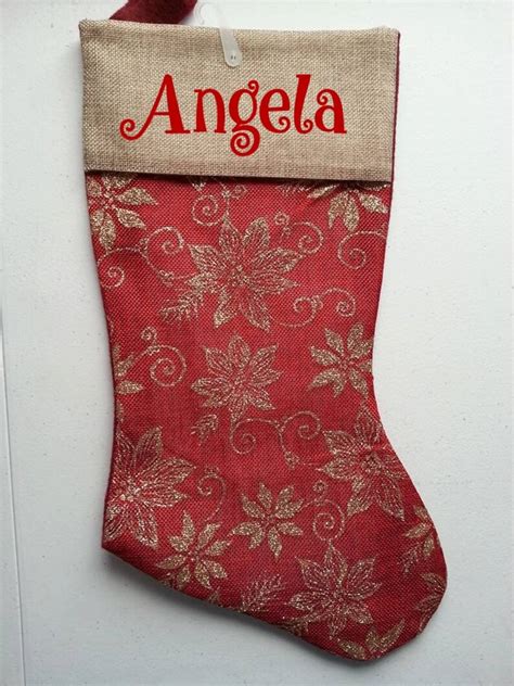 Custom Burlap Christmas Stockings Personalized With Name Etsy