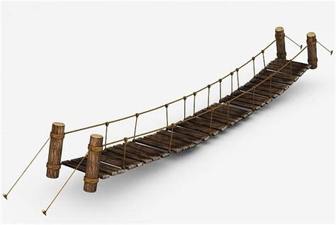 Rope And Wood Plank Suspension Bridge