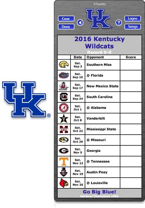 Get Your 2016 Kentucky Wildcats Football Schedule App For Mac Os X Go