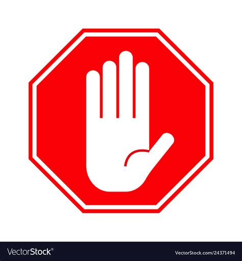 Red Stop Hand Sign Royalty Free Vector Image Vectorstock