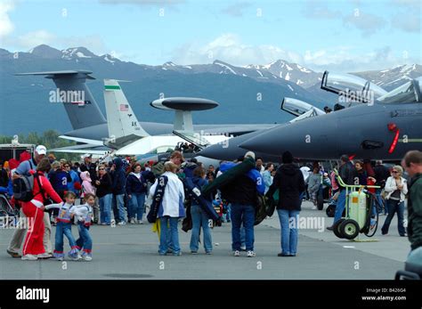Spectators On Tarmac Anchorage Air Show Elmendorf Air Force Base