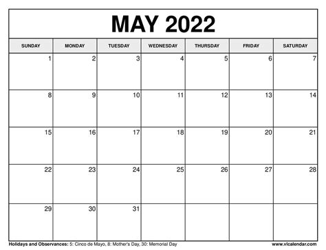 Printable May 2021 Calendar Templates With Holidays