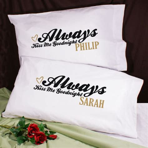 Always Kiss Me Goodnight Pillowcase Set Couples Pillowcase Wedding T Bedroom Decor His