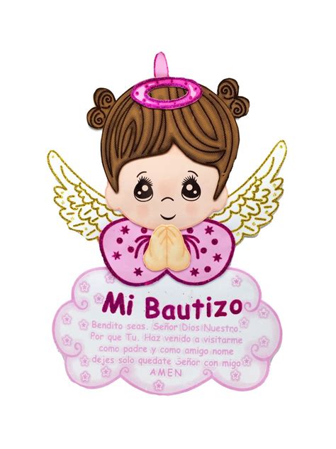 19 Mi Bautizo Pink Angel With Halo Foami Fm21gr Angeles Para