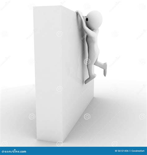 3d Man Try To Climb Wall And Look What Is On Other Side Illustration