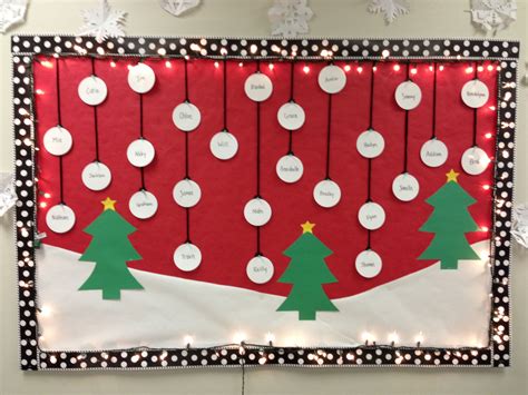 Christmas Bulletin Board Wtrees And Snow December Bulletin Boards