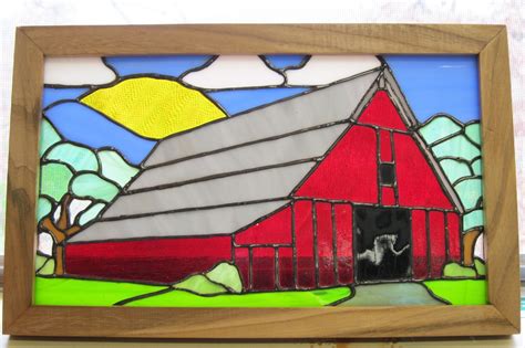 Stained Glass Barn Landscape By Woodnglassart On Etsy