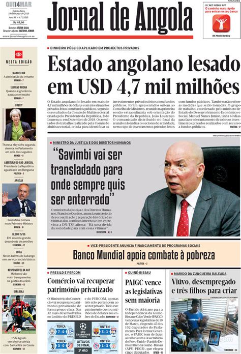 Capa Jornal De Angola De 2019 03 14