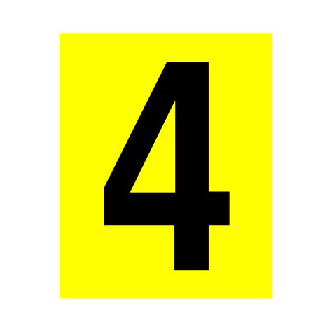 Yellow Number 4 Sticker Safety Uk