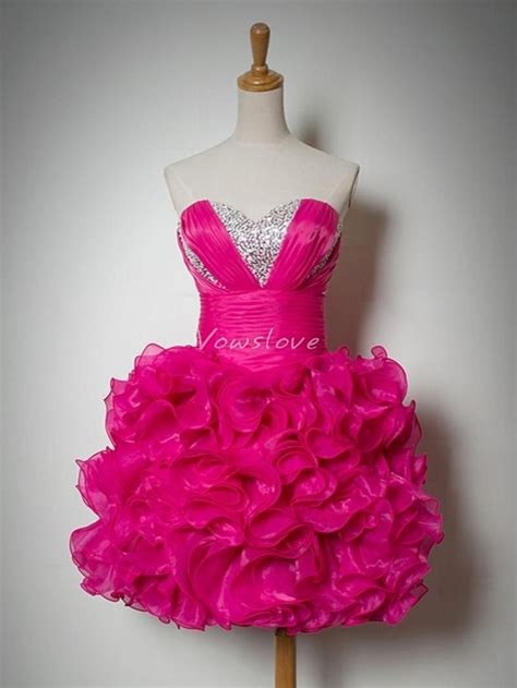 Hot Pink Sequin Short Prom Pageant Dress With Ruffle Skirt Dresses Pageant Dress