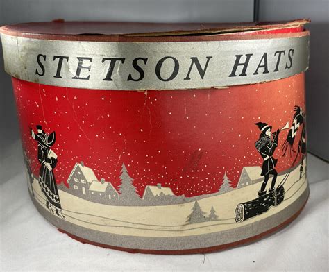 Vintage Stetson Hat Box Holiday Scene With Insert 165x145 X85 Inches