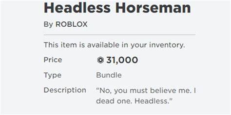 How Much Is Headless Horseman Bundle On Roblox