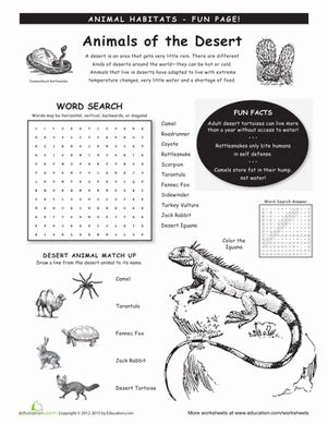 Be sure to call ahead with dr. Animal Habitats: Deserts | Worksheet | Education.com