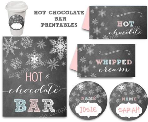 Hot Chocolate Bar Printables Kit Winter Onederland Chalkboard Sign Pink