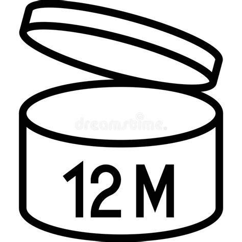 Period After Opening 12m Label Line Icon Vector Illustration Stock