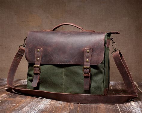 Canvas Leather Laptop Messenger Bag For Women Iucn Water