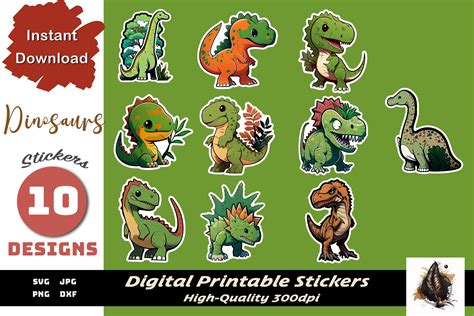 Cute Dinosaur Sticker Bundle Dinosaur Sticker Of Dinosaurs Sticker Pack