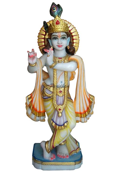 Multicolor Painted Marble Krishna Statue Lord Krishna Marble Etsy