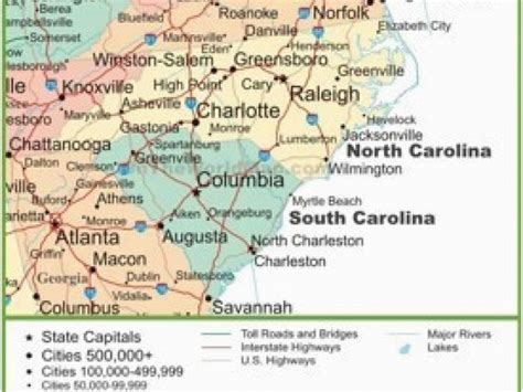 Map Of Virginia And North Carolina With Cities Cities And Towns Map