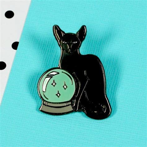 Fortune Teller Cat Enamel Pin With Butterfly Clutch On The Reverse
