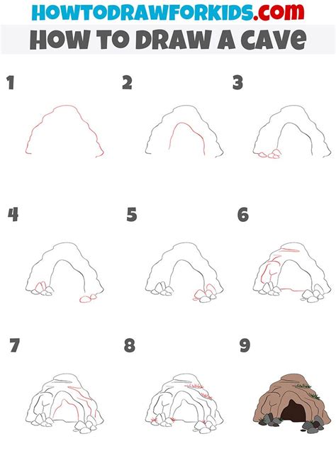 How To Draw A Cave Step By Step Cave Drawings Drawings Easy Drawings