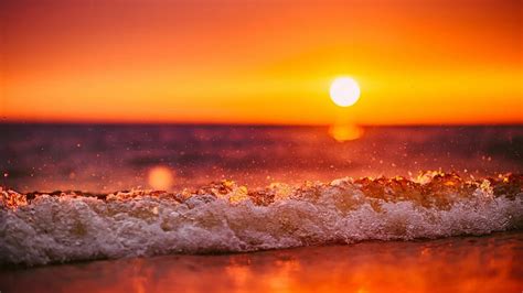 Sunset Beach Sun Waves Sea Hd Wallpaper Peakpx