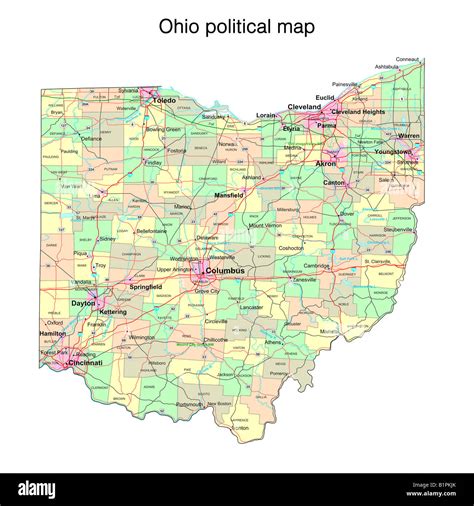Mapa Político Del Estado De Ohio Fotografía De Stock Alamy