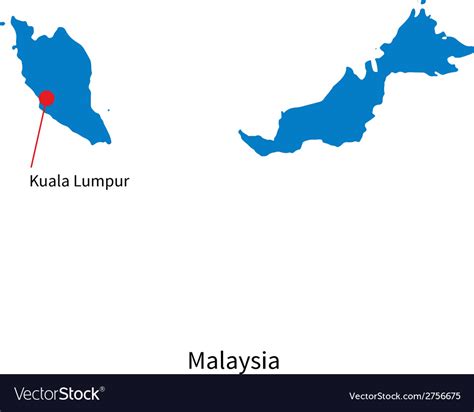 Detailed Map Of Malaysia And Capital City Kuala Vector Image