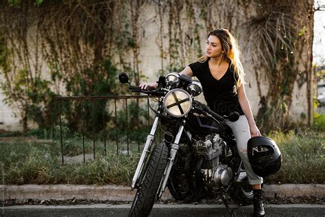 Attractive Girl Motorcycle Rider Posing Pordalton Campbell
