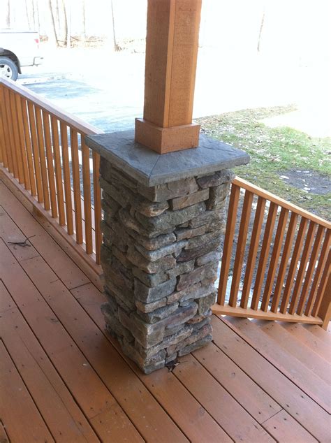 Post Example Stone Base With Wood Stone Porches Porch Columns