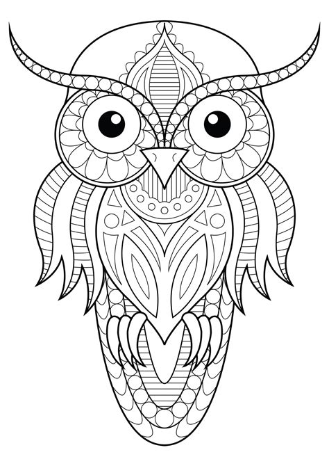 Owl Simple Patterns 1 Owls Adult Coloring Pages