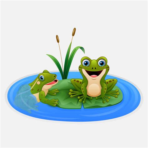 Best Frogs Jumping On Lily Pads Illustrations Royalty Free Vector