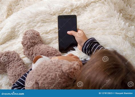 Girl Play Cellphone Stock Image Image Of Cute Hand 127812823