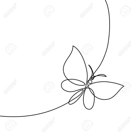 Continuous One Line Drawing Flying Butterfly Black And White Vector