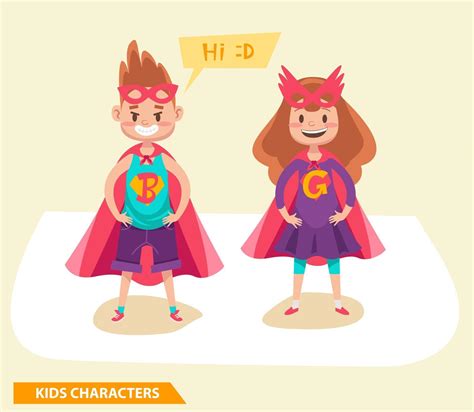 Superhero Kids Boys And Girls Characters Design 2400514 Vector Art At