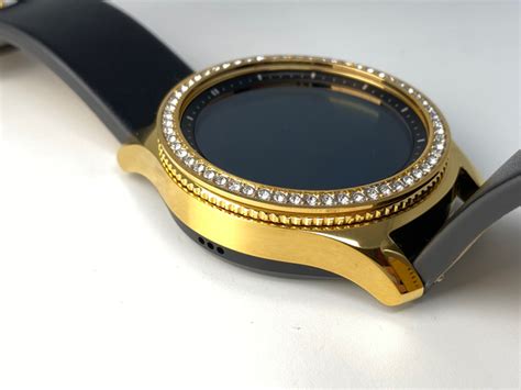 24k Gold Plated Samsung Galaxy Watch 4 46mm With Diamond Rhinestones In
