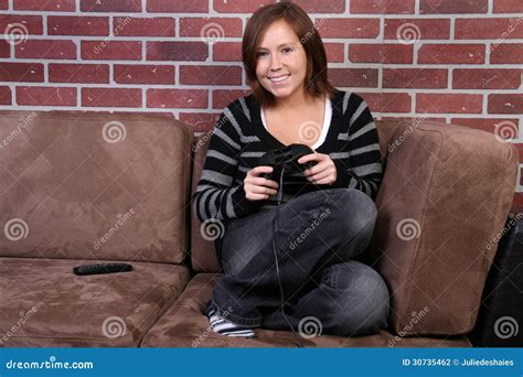 Women Playing Video Game Stock Photo Image Of Video