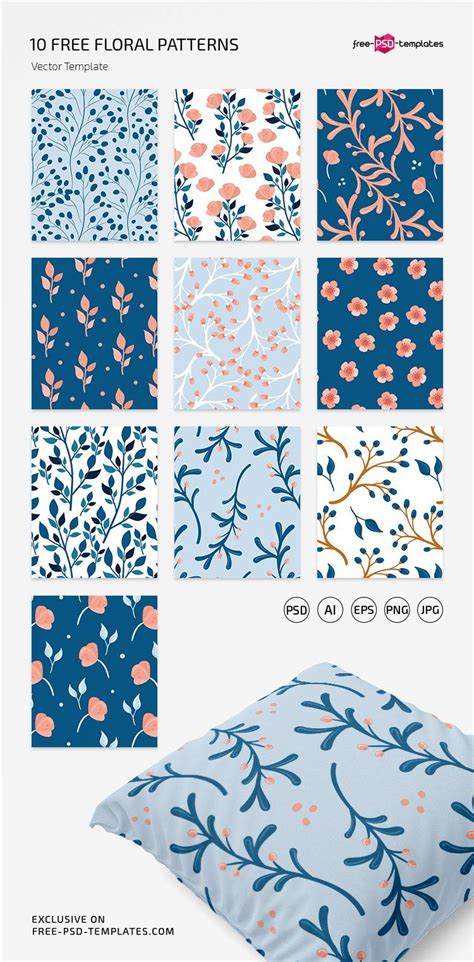 Free Floral Vector Pattern Set In Eps Psd Free Psd Templates