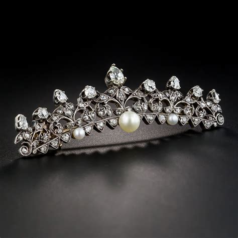 Victorian Diamond And Pearl Tiara Pin
