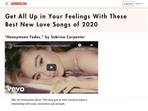 2020 Sabrina Carpenter Cosmopolitan Recognizes Honeymoon Fades As