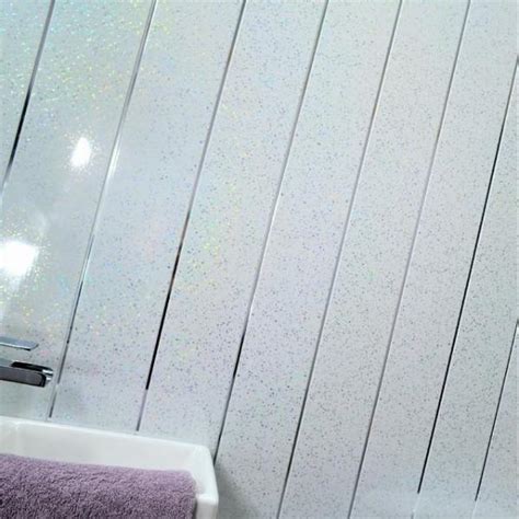 Platinum White Sparkle And Twin Chrome Strip Bathroom Wall Panels Pvc 5mm