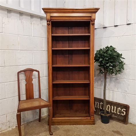 Antique Victorian Tall Narrow Satinwood Open Bookcase C1880 648998