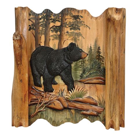 Wooden Wall Art Black Bear Forest Carved Wood Wall Art Black Forest