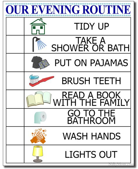 Kids Evening Routine Free Printable Checklist Nifty Mom