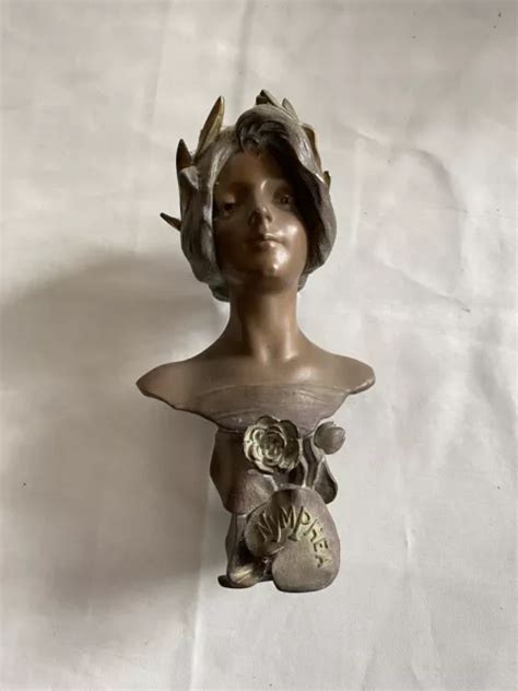 Antique French Julien Causse Nymphia Art Nouveau Bronze Bust Circa 1900