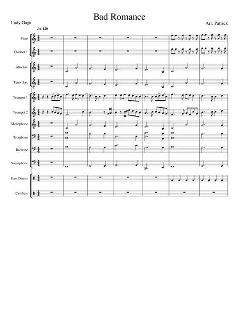 Bad Romance Sheet Music For Flute Clarinet Alto Saxophone Tenor Saxophone Download Free In