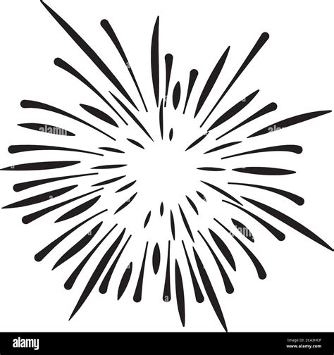 Icon Of Fireworks Explosion Over White Background Silhouette Style